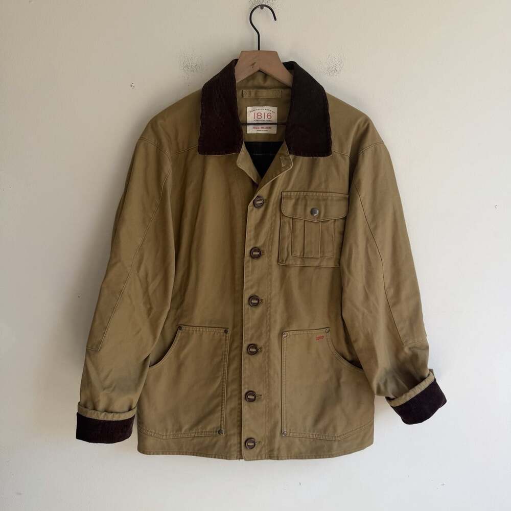 Remington Arms Co 1816 Field Jacket Mens Medium Tan Corduroy Collar Plaid Lined